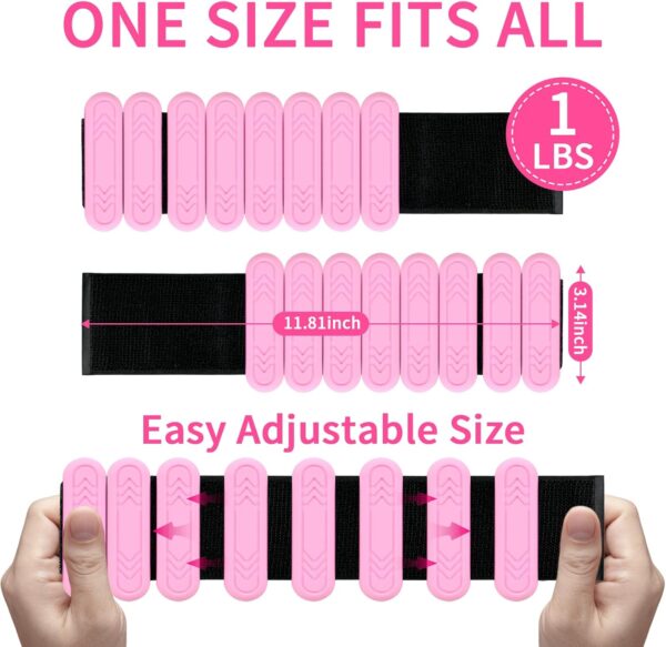 Pilates Wrist ＆ Ankle Weights for Women 1 Pair (1lb/2lb/4lb) Adjustable Wrist Weights to Increase Training Intensity, Yoga Pilates, Dance Ballet, Walking, Running