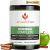 ACTIVATEDYOU Morning Complete Daily Wellness Greens Superfood Drink Mix for Gut Health w/Prebiotics, Probiotics, Antioxidants, Green Superfoods, 10 Billion CFUs, 30 Servings (Apple Cinnamon)