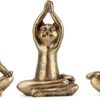 Yoga Cat Statues for Home Decor Accents,Yoga Pose Figurine for Zen Spiritual Bedroom Living Room Office Table Desk Modern Boho Decoration,Meditation Shelf Decor Accents Antique Bronze Gift