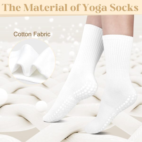 Justay 6 Pairs Pilates Socks with Grips for Women Soft Non Slip Crew Cotton Socks Athletic Workout Barre Hospital Yoga Socks