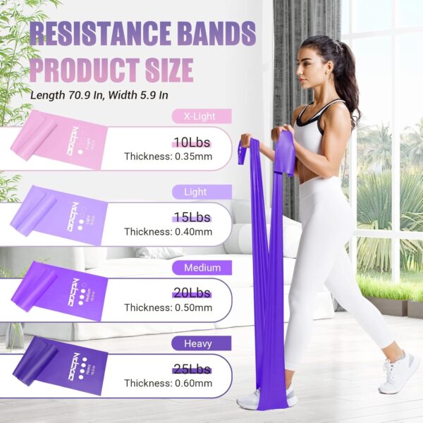 Resistance Bands for Physical Therapy Women, Extended Exercise Stretch Bands for Yoga, Pilates, Rehab, Fitness and Strength Training, Elastic Workout Bands with Training Poster