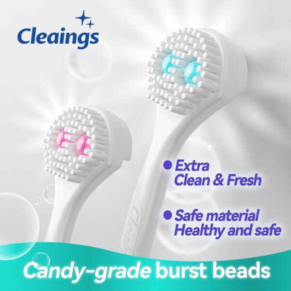 cleaings® 15Pcs Mini Disposable Tongue Brushes with Cleaning Paste Beads and Floss Picks, Tongue Cleaners, Reduce Bad Breath, Tongue Scraper-Mix Flavor (Pack of 5)
