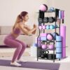Dumbbell Rack, Home Gym Storage for Dumbbells Kettlebells Yoga Mat & Strength Training Equipments, Weight Rack with Peg Board Organizer, Workout Storage Gym Organizer Gym Equipment Storage