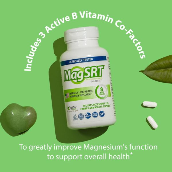 718WlIsRJxL._AC_SL1500_.jpg Jigsaw Health MagSRT | Magnesium Supplement with Vitamin B6, Folate & B12 | 240 Tablets | 60 Servings