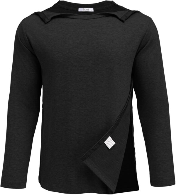 Deyeek Micro Fleece Post Shoulder Surgery Recovery Shirts For Men Chemo Port Access Shirt Snap Full Tear Away Long Sleeve