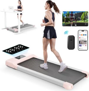 Under Desk Walking Pad Treadmill for Home Office, Intelligent Walk Mat with APP and Remote Control, Portable Exercise Workout Equipment, Super Quiet Walking Jogging Running Machine
