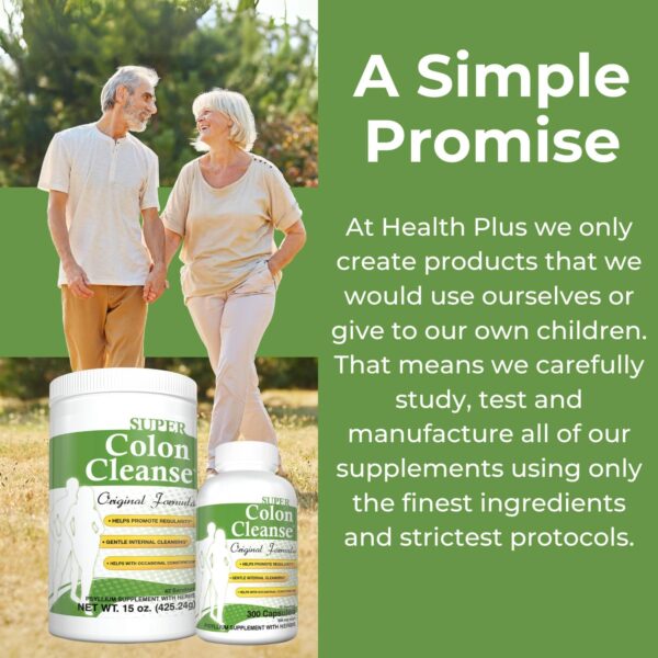 Health Plus Super Colon Cleanse Original Formula (1991-2018), 15 oz Powder, 42 Servings - Natural Detox, Digestive Support, Constipation Relief & Gentle Gut Cleanse