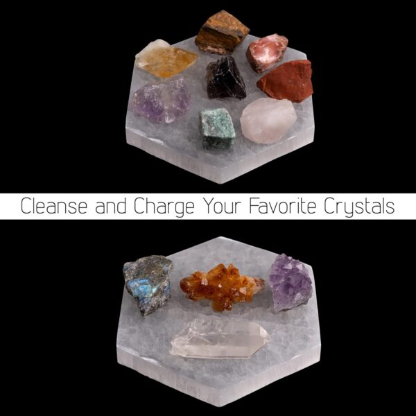Large Selenite Charging Plate – 6” Hexagon Selenite Crystal – Mined & Crafted in Morocco – Ideal for Cleansing Crystals & Healing Stones, Meditation, Reiki – Protection Crystals - Spiritual Gifts