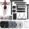 Pilates Bar Kit with Resistance Bands, Workout Sets for Women & Men, Qicool Pilates Resistance Bands Exercise Fitness Equipment Home Gym Yoga, Multifunctional Full Body