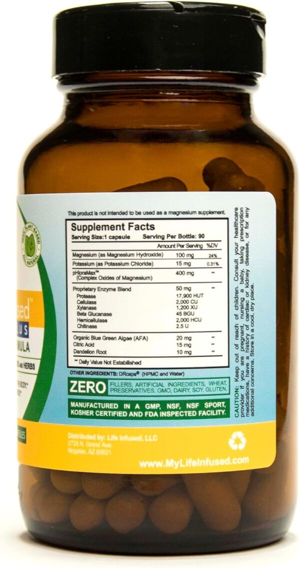 Life Infused Cleanse Infused Plus - Premium Natural Colon Cleanser with Oxygenated Magnesium, Herbs, and Enzymes, Helps Relieve Constipation Gently, Detoxifies Blood, Colon, Liver & Kidneys (90 Caps)