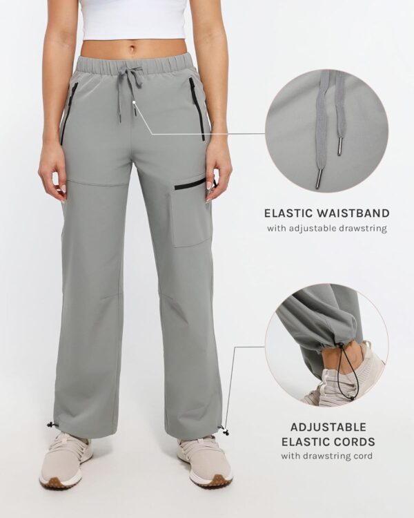 Women's Hiking Cargo Pants Quick Dry Lightweight Joggers with Multiple Zipper Pockets Adjustable Cuffs for Travel