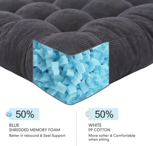 Meditation Cushion Floor Pillow - Large Square Floor Pillows for Adults Sitting with Shredded Blue Memory Foam Filling Cushions for Classroom Yoga Tatami Living Room Outdoor,Grey, 20x20x4 Inch