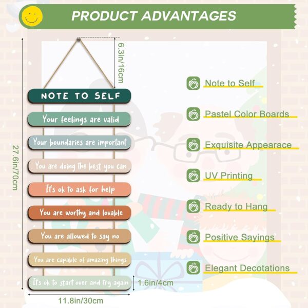Yookeer Mental Health Reminders Wall Art Decors Positive Psychology Affirmations Wall Decor Wooden Hanging Pediments Inspirational Art for Counseling Therapy Office Students Classroom(Bright Color)