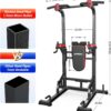 Pooboo Power Tower Dip Station, Pull Up Bar Stand for Fitness Home Gym Workout, Pull Up Dip Station, Multi-Function Power Tower Pull Up Bar,Adjustable Strength Training Fitness Equipment