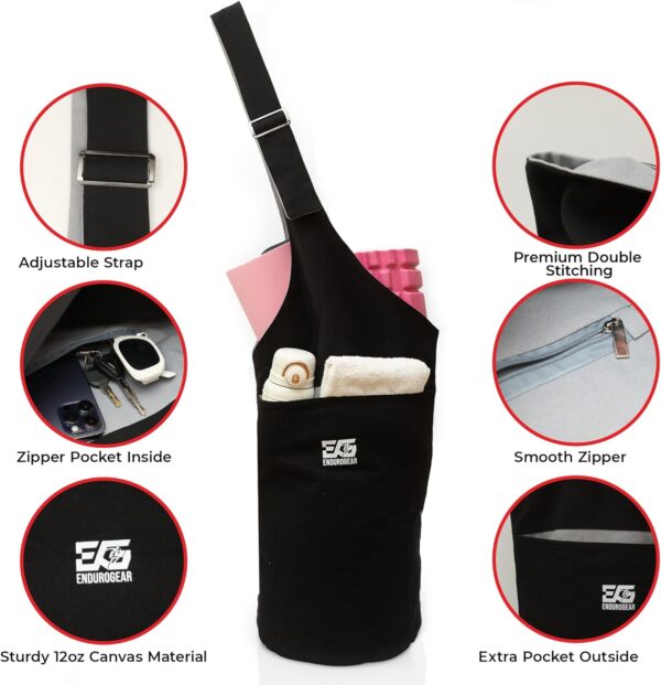 Yoga Mat Bag, Durable Canvas Yoga Mat Carrier Bag with Adjustable Strap & Inside Zipper Pocket, Large Capacity Yoga Bag for Gym, Pilates, Beach, Travel, and Everyday Use