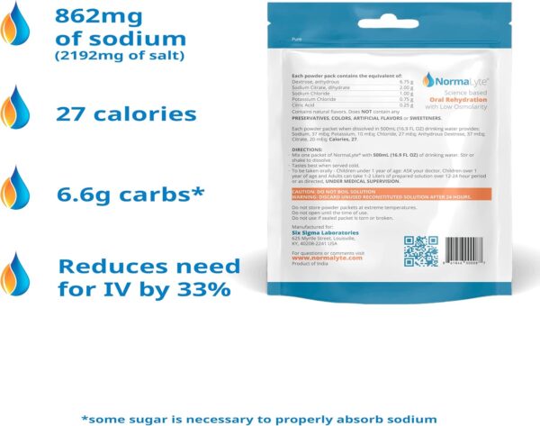 NormaLyte Oral Rehydration Salts- Helps Dietary Management of POTS Syndrome Symptoms-1 Pouches - 30 Sticks (Yields 500mL per Pack)-Pure| Energy Supplements, Potassium Supplement, Dehydration Recovery