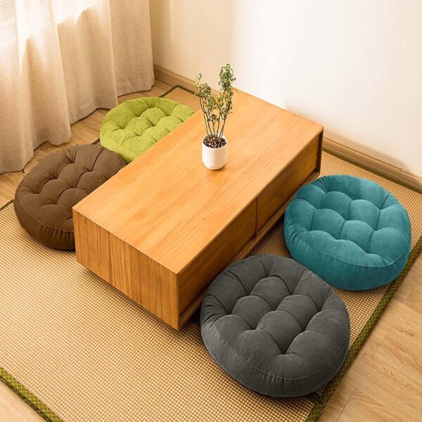 Meditation Floor Pillow Large Floor Seat Pillows Cushion for Adults Round Pillow Corduroy Round Floor Cushions for Living Room Tatami Yoga,Sky Blue,16.5x16.5 Inch