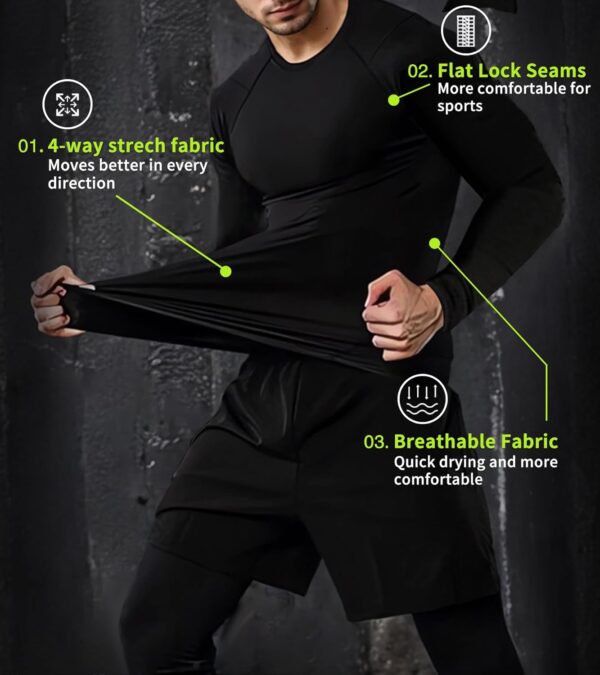 Youper Elite Men's Compression Long-Sleeve T-Shirt, Sports Baselayer T-Shirts Tops for Football, Exercise & Fitness
