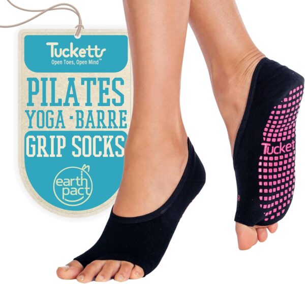 Tucketts Ballerina Ballet Socks for Women, NonSlip Toeless Pilates Grip Socks for Barre & Barefoot Workouts, Size 5-9, 1 Pair