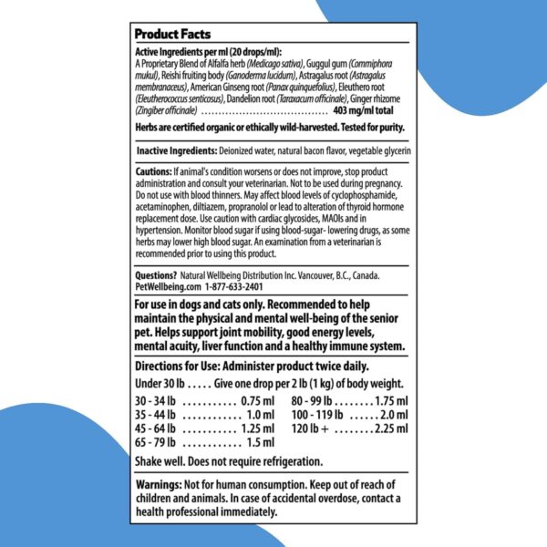 Pet Wellbeing Old Friend for Senior Cats - Supports Immune System Health, Joint Mobility, Healthy Energy Levels, Alfalfa, Reishi - Veterinarian-Formulated Herbal Supplement 2 oz (59 ml)