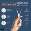 719BDTY0e9L._SL1500_.jpg MasterMedi Tongue Scraper for Adults, 100% Stainless Steel Tongue Scrubber for Bad Breath, Easy to Use, Tongue Cleaner for Oral Care & Hygiene (SPTC-1|with Case)