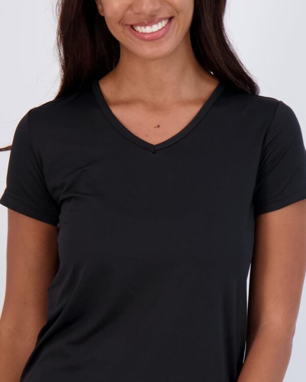Real Essentials 5 Pack: Women's Short Sleeve V-Neck Activewear T-Shirt Dry-Fit Wicking Yoga Top (Available in Plus)