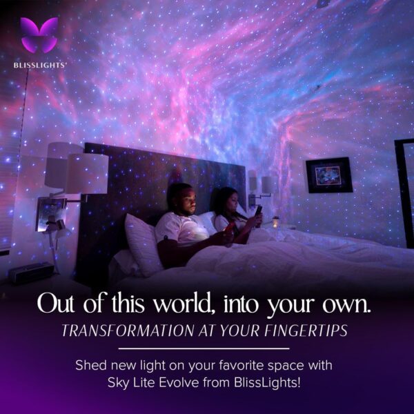BlissLights Sky Lite Evolve - Star Projector, Galaxy Projector, LED Nebula Lighting, WiFi App, for Meditation, Relaxation, Gaming Room, Home Theater, and Bedroom Night Light Gift (Blue Stars)