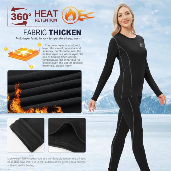Thermal Underwear for Women, Winter Warm Base Layer Compression Set, Fleece Lined Long Johns Running Skiing