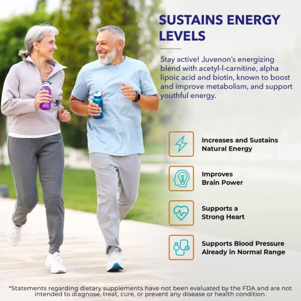 Juvenon Cellular Health | Heart, Brain Supplement with Acetyl L-Carnitine and Biotin - Supports NAD+ Function, Energy Production, Mood, Revitalized Metabolism, Mental Focus & Clarity (90 Capsules)