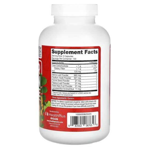 Health Plus Inc Super Colon Cleanse 530 mg 240 Capsules, Package may vary