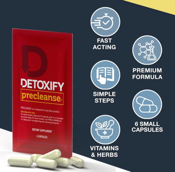 Detoxify Pre Cleanse One Day Detox Capsules with Milk Thistle and Dandelion - Total Body Cleanse for Women and Men