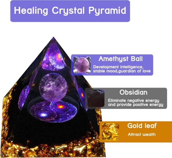 DRTMLY Orgone Pyramid, Orgonite Crystal Pyramid, Orgone Energy Generator for Reduce Stress Healing Meditation Attract Wealth and Lucky (with 1 Chakra Bracelet)