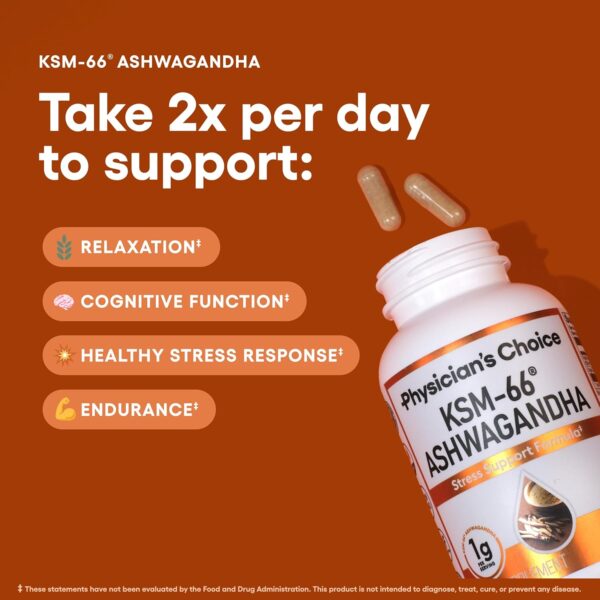 KSM-66 Ashwagandha Root Powder Extract - Stress, Mood, & Athletic Support - 1,000 MG of Clinically Studied KSM66 & Black Pepper for Maximum Absorption - 5% Withanolides - 60 Vegan Capsules