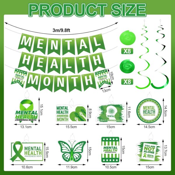 35 Pcs Mental Month Decorations Including Mental Month Banner Mental Month Hanging Swirls Wall Decor Holiday Celebrating Events for Festival Supplies