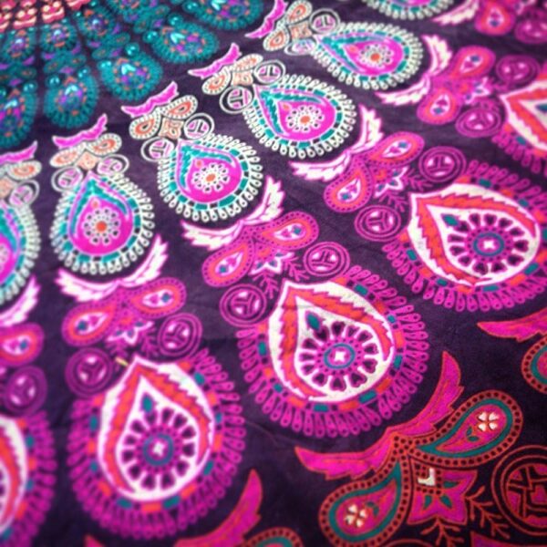 raajsee Purple Round Beach Tapestry Hippie/Boho Beach Blanket Mandala/Indian Cotton Throw - Round Tablecloth/Home Decor/Indie Rug Yoga Mat Meditation Picnic Rugs 178 CM / 70 INCHE Circle