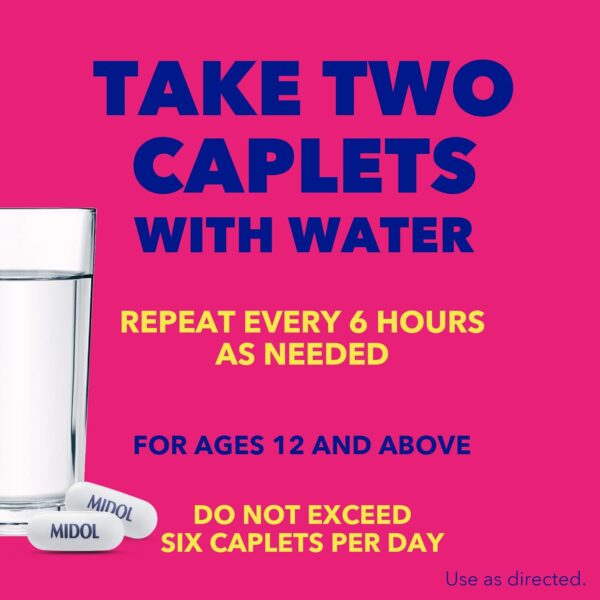 Midol Complete Menstrual Pain Relief Caplets, 40 Count - Provides Cramp, Headache, and Bloating Relief