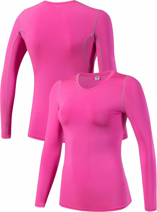 Women's 3 Pack Dry Fit Athletic Compression Base Layer Long Sleeve