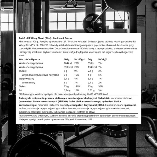Rule 1 Proteins R1 Whey Blend, 28 Servings, Cookies & Crème