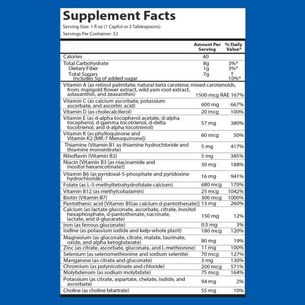 IntraMAX 2.0 Organic Liquid Trace Minerals, Liquid Multivitamin, for Men and Women, Non GMO, Dairy Free, Gluten Free, Magnesium, Vitamin D, C E, Zinc, Vitamin E (32 oz., Peach Mango)