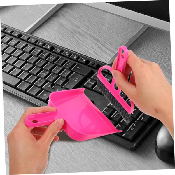 minkissy Handheld Mini Broom and Dustpan Set Tiny Cleaning Table Broom Sweep Brush for Desktop Bed Car Desk Keyboard Countertop Nest Rosy