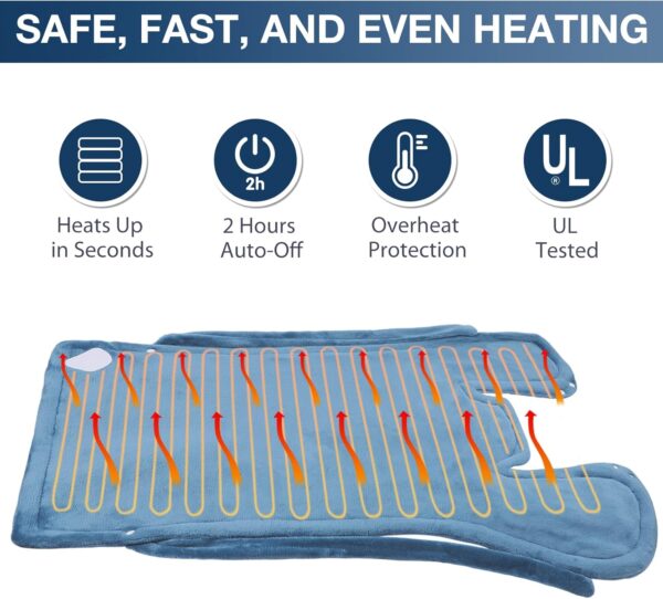 DAILYLIFE Heating Pad for Neck and Shoulders and Back, Electric Heating Pad for Back Pain Relife, 6 Heating Settings, UL Certified with Overheating Protection and Machine Washable, 26"x35", Light Blue