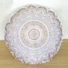 CRAFT KALA 32 Inch Meditation Floor Pillow Cover Round Pillow Seating Hippie Decorative Adults Bohemian Mandala Cushion Cover Outdoor Living Room Throw Ottoman Poufs Cover (White Gold Ombre)