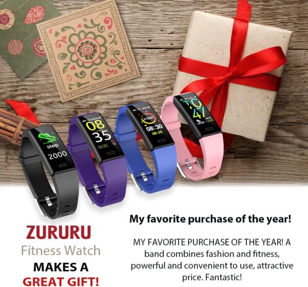 ZURURU Fitness Tracker with Blood Pressure Heart Rate Sleep Health Monitor for Men and Women, Upgraded Waterproof Activity Tracker Watch, Step Calorie Counter Pedometer Purple