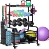 Weight Rack for Dumbbells, Dumbbell Rack Home Gym Storage Stand for Yoga Mat Kettlebells and Strength Training Fitness Equipment, Weight Holder Rack for Dumbbells with Wheels