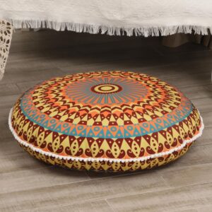 32 inches Meditation Floor Cushion for Adults, Round Large Thick Floor Pillow, Memory Foam Filling, Yellow