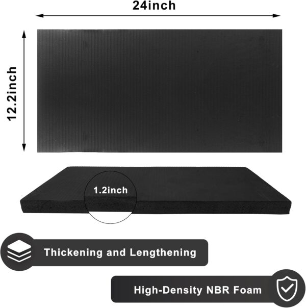 Yoga Knee Pad Cushion Yoga Mat Thick Kneeling Pads Support for Knees, Wrists Elbows, Non-Slip - Earth-Friendly Knee Pads for Yoga, Pilates, Floor Workouts - Knee Cushion, Black Yoga Mat, 24x12.2 Inch