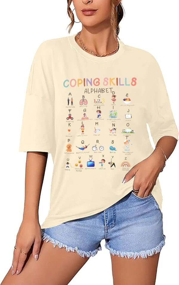 Teacher Shirts : Women Coping Skills Alphabet Shirt Mental Health Awareness Shirts Social Worker Appreciation Gifts