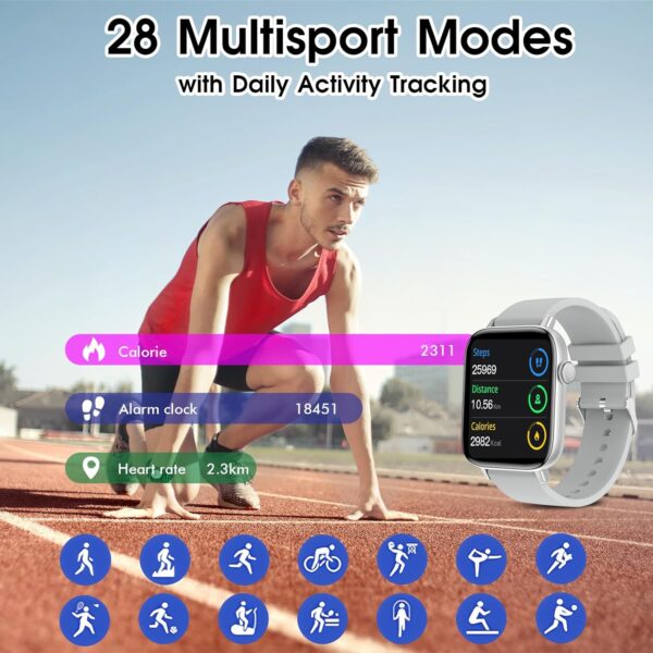 Smart Watch for iPhone/Android Phones (Answer/Make Calls) - 1.9" HD Screen Fitness Tracker : Heart Rate/Sleep Monitor/Pedometer/Calories, Multiple Sports Modes, Waterproof SmartWatch for Men Women