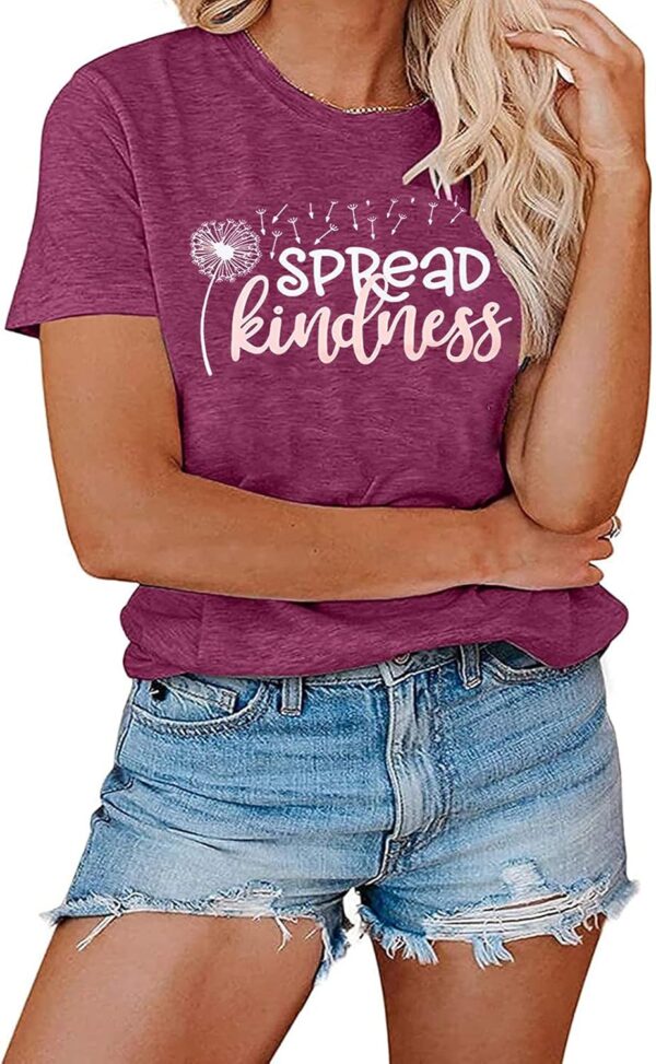 71AI32aQm2L._AC_SL1500_.jpg Spread Kindness T Shirt for Women Summer Dandelion Graphic Tees Casual Funny Sayings Letter Printed Cute Shirts Tops