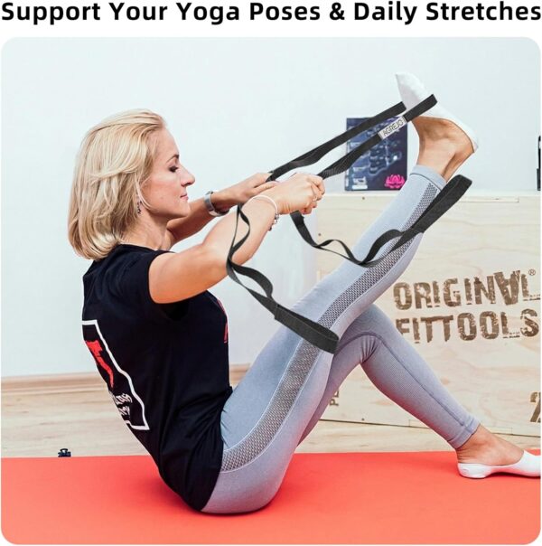 Stretching Strap Yoga Strap Physical Therapy for Home Workout, 10 Loops Non-Elastic Stretch Strap for Pilates, Flexibility, Exercise, Stretch Band for Women & Men